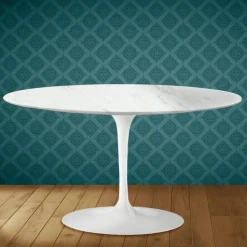 Tavolino Tulip Eero Saarinen H 41 Ovale in Ceramica Salina Made in Italy - Scarlet