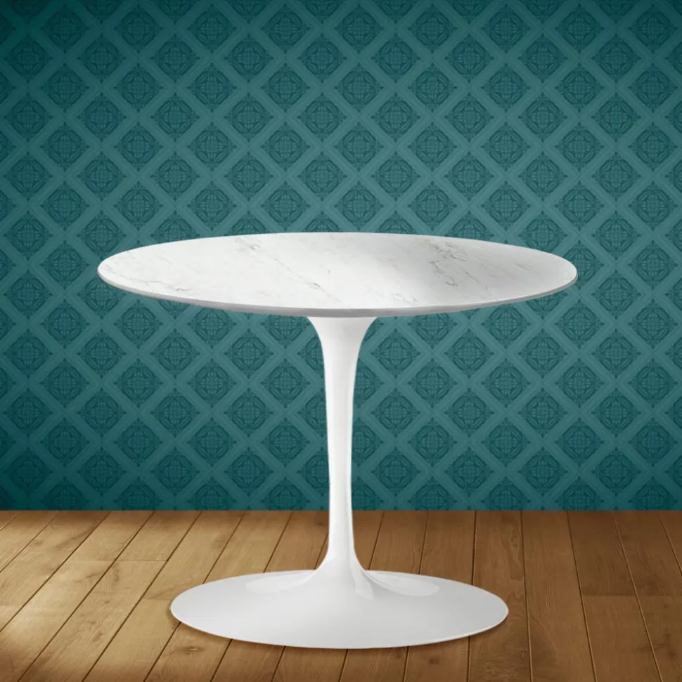 Tavolino Tulip Eero Saarinen H 41 in Ceramica Salina Made in Italy - Scarlet