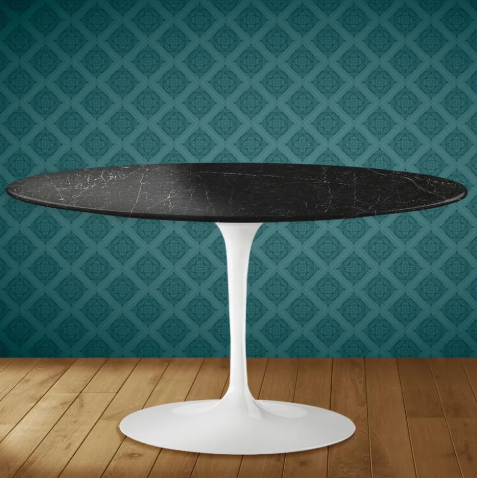 Tavolino Tulip Eero Saarinen H 41 Ovale in Ceramica Somnia Made in Italy - Scarlet