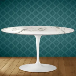 Tavolino Tulip Eero Saarinen H 41 Ovale in Ceramica Aura 22 Made in Italy - Scarlet