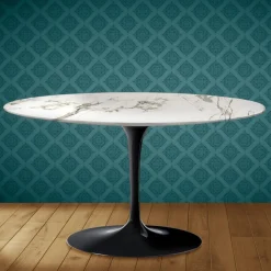 Tavolino Tulip Eero Saarinen H 41 Ovale in Ceramica Aura 22 Made in Italy - Scarlet