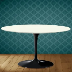 Tavolino Tulip Eero Saarinen H 41 Ovale in Ceramica Moonè Made in Italy - Scarlet
