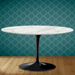 Tavolino Tulip Eero Saarinen H 41 Ovale in Ceramica Morpheus Made in Italy - Scarlet