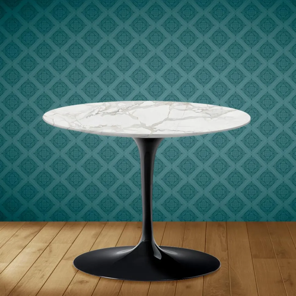 Tavolino Tulip Eero Saarinen H 41 in Ceramica Morpheus Made in Italy - Scarlet