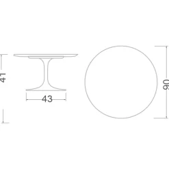 Tavolino Tulip Eero Saarinen H 41 in Ceramica Entzo Made in Italy - Scarlet