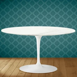 Tavolino Tulip Eero Saarinen H 41 Ovale in Ceramica Rem Made in Italy - Scarlet
