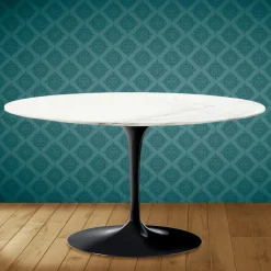 Tavolino Tulip Eero Saarinen H 41 Ovale in Ceramica Rem Made in Italy - Scarlet