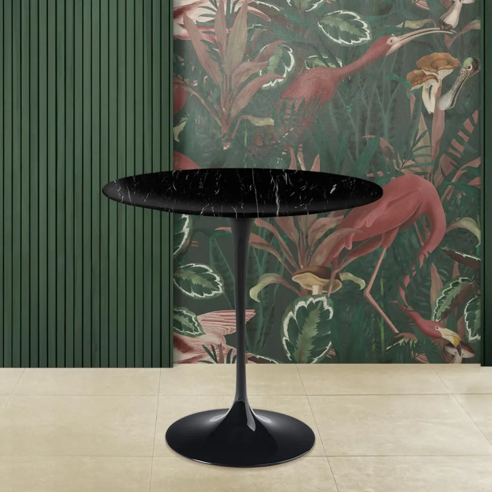 Tavolino Tulip Eero Saarinen H 52 con Piano in Marmo Nero Marquinia Made in Italy - Scarlet