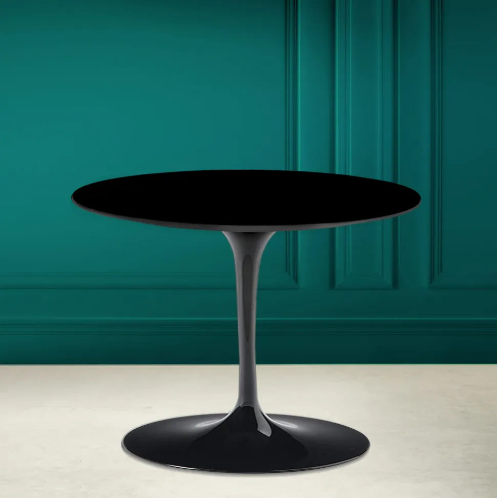 Tavolino Tulip Eero Saarinen H 41 in Ceramica Nero Assoluto Made in Italy - Scarlet