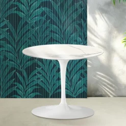 Tavolino Tulip Saarinen H 39 cm in Ceramica Florim Statuario Lucido - Scarlet