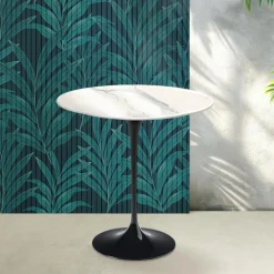 Tavolino Tulip Saarinen H 52 cm in Ceramica Florim Statuario Lucido - Scarlet