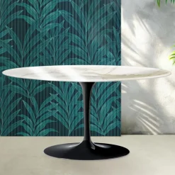 Tavolino Tulip Saarinen H 41 cm in Ceramica Florim Calacatta Gold Lucido - Scarlet