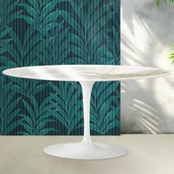 Tavolino Tulip Saarinen H 41 cm in Ceramica Florim Calacatta Gold Lucido - Scarlet