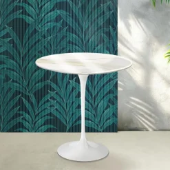 Tavolino Tulip Saarinen H 52 cm in Ceramica Florim Calacatta Gold Lucido - Scarlet