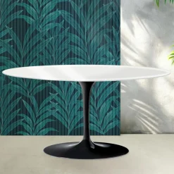 Tavolino Tulip Saarinen H 41 cm in Ceramica Florim Bianco Lucido - Scarlet