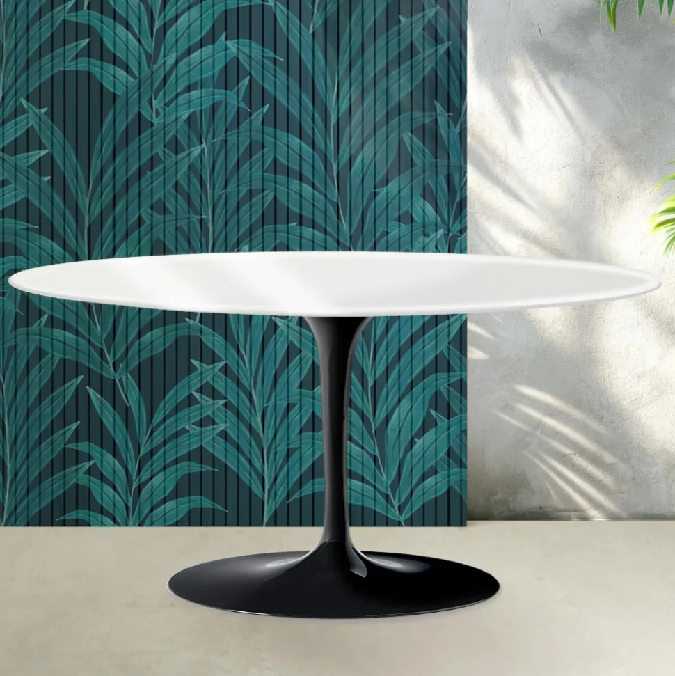 Tavolino Tulip Saarinen H 41 cm in Ceramica Florim Bianco Lucido - Scarlet