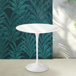 Tavolino Tulip Saarinen H 52 cm in Ceramica Florim Bianco Lucido - Scarlet