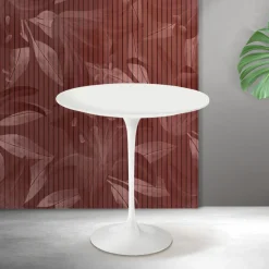 Tavolino Tulip Saarinen H 52 cm in Ceramica Florim Bianca Opaca - Scarlet