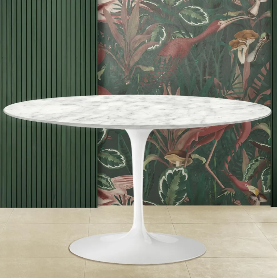 Tavolino Tulip Saarinen H 41 con Piano in Marmo di Carrara Realizzato in Italia - Scarlet