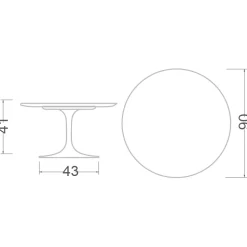 Tavolino Tulip Saarinen H 41 con Piano in Laminato Liquido Bianco Made in Italy - Scarlet