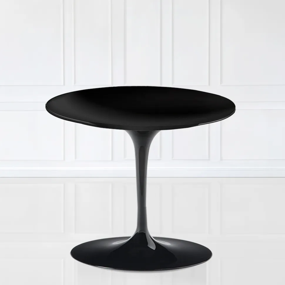 Tavolino Tulip Saarinen H 41 con Piano in Laminato Liquido Nero Made in Italy - Scarlet