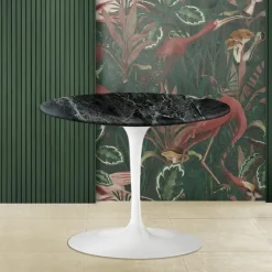 Tavolino Tulip Saarinen H 41 con Piano in Marmo Verde Alpi Realizzato in Italia - Scarlet