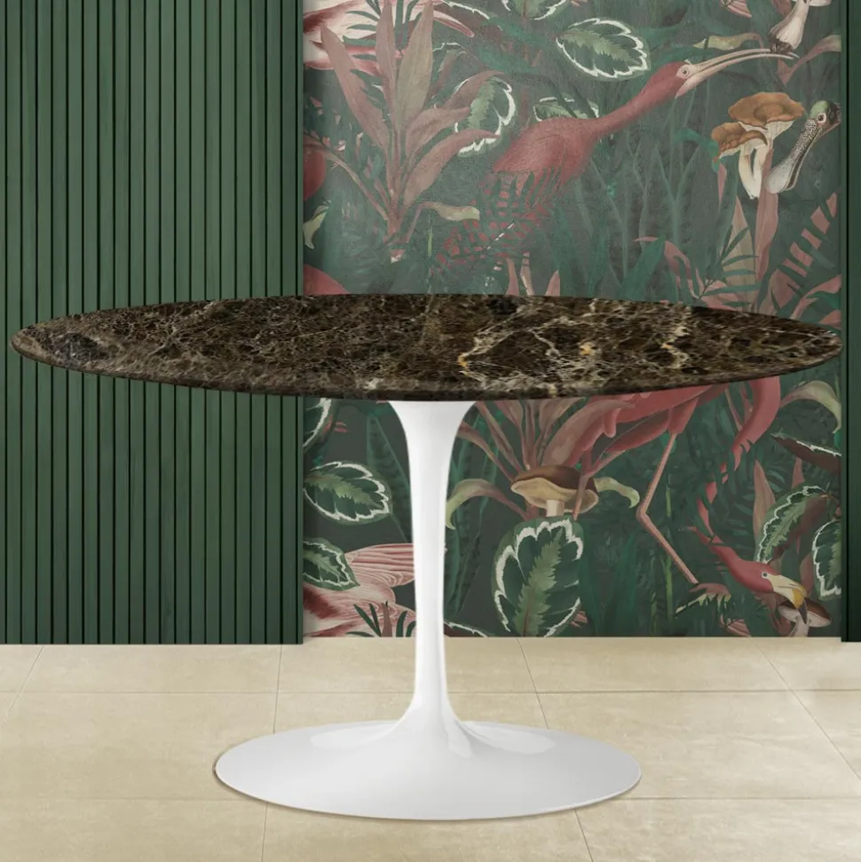 Tavolino Tulip Saarinen H 41 con Piano in Marmo Emperador Dark Made in Italia - Scarlet