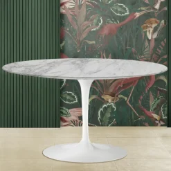 Tavolino Tulip Saarinen H 41 con Piano in Marmo Arabescato Realizzato in Italia - Scarlet