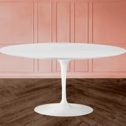 Tavolino Tulip Saarinen H 41 in Laminato Liquido Ovale Bianco Made in Italy - Scarlet