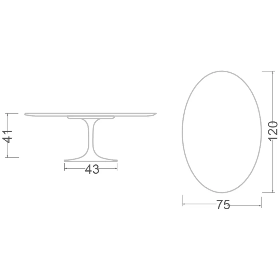 Tavolino Tulip Saarinen H 41 in Laminato Liquido Ovale Bianco Made in Italy - Scarlet