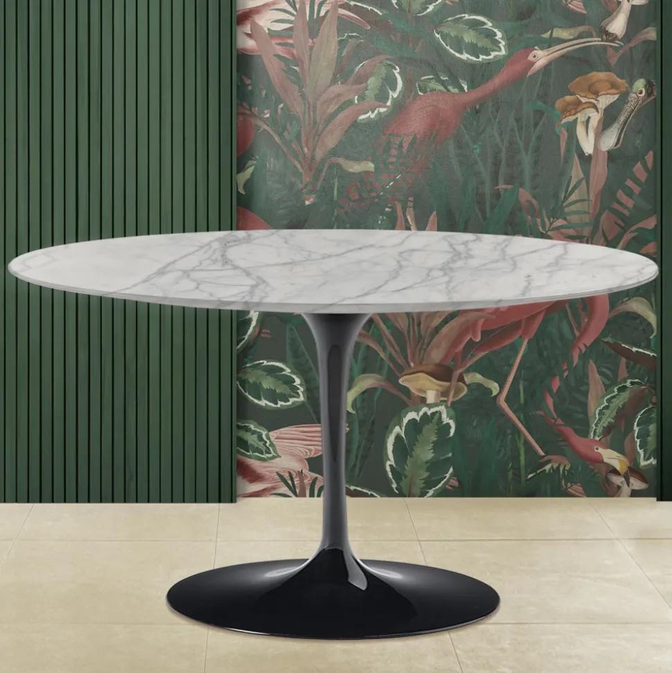Tavolino Tulip Saarinen H 41 in Marmo di Carrara Statuarietto Made in Italy - Scarlet