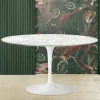 Tavolino Tulip Saarinen H 41 Ovale in Marmo di Carrara Made in Italy - Scarlet