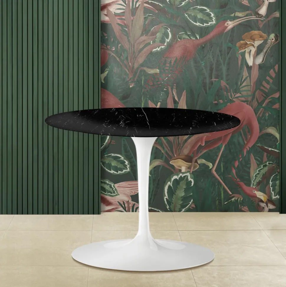 Tavolino Tulip Saarinen H 39 Ovale in Marmo Nero MArquinia Realizzato in Italia - Scarlet