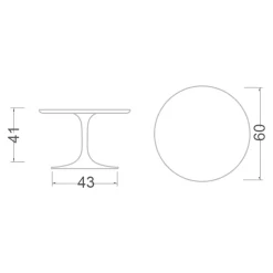 Tavolino Tulip Saarinen H 41 Rotondo con Piano in Marmo Arabescato Made in Italy - Scarlet