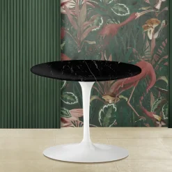 Tavolino Tulip Saarinen H 39 Rotondo in Marmo Nero Marquinia Made in Italy - Scarlet