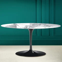 Tavolino Tulip Saarinen Ovale H 41 in Statuario Altissimo Made in Italy - Scarlet