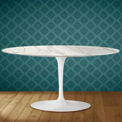 Tavolino Tulip Saarinen Ovale H 41 in Ceramica Lucid Made in Italy - Scarlet