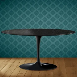 Tavolino Tulip Saarinen Ovale H 41 in Ceramica Somnia Made in Italy - Scarlet