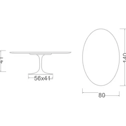Tavolino Tulip Saarinen Ovale H 41 in Ceramica Domoos Made in Italy - Scarlet