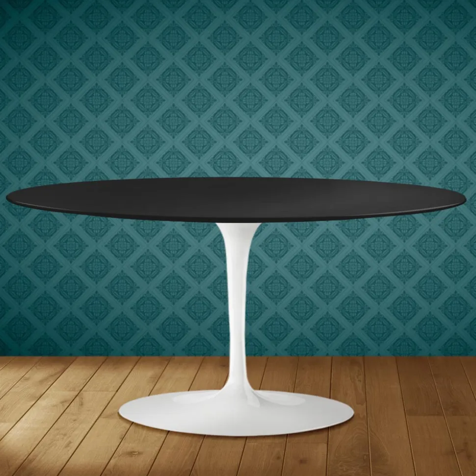 Tavolino Tulip Saarinen Ovale H 41 in Ceramica Domoos Made in Italy - Scarlet