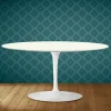 Tavolino Tulip Saarinen Ovale H 41 in Ceramica Moonè Made in Italy - Scarlet