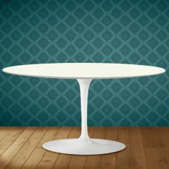 Tavolino Tulip Saarinen Ovale H 41 in Ceramica Moonè Made in Italy - Scarlet