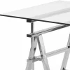 Tavolo acciaio/vetro altezza regolabile (L190xH72/74/78xP90cm) Cristal