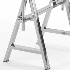 Tavolo acciaio/vetro altezza regolabile (L190xH72/74/78xP90cm) Cristal