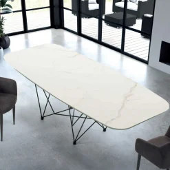 Tavolo a Forma di Botte Moderno in Ceramica e Acciaio Made in Italy – Ezzellino