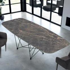 Tavolo a Forma di Botte Moderno in Ceramica e Acciaio Made in Italy – Ezzellino