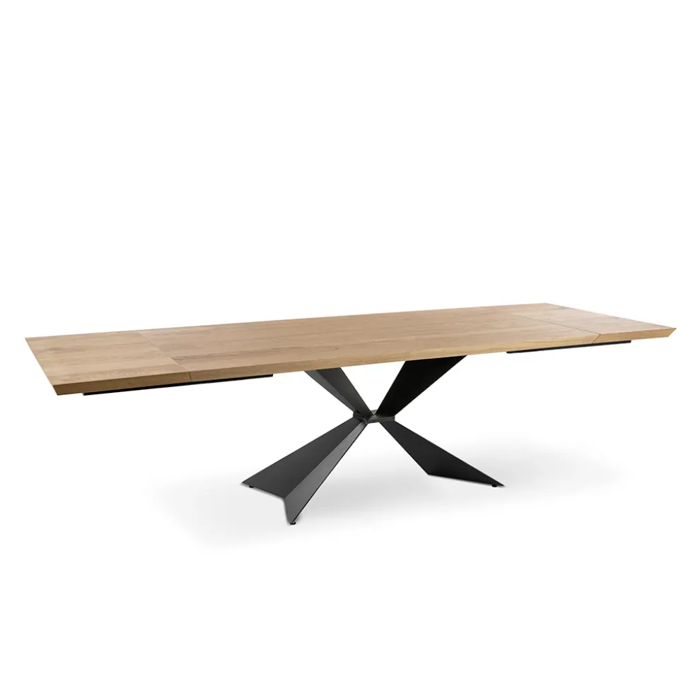 Tavolo Allungabile a 300 cm con Base in Metallo e Piano in Rovere - Marina