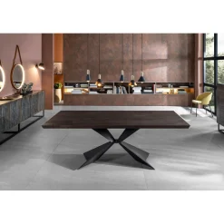 Tavolo Allungabile a 300 cm con Base in Metallo e Piano in Rovere - Marina