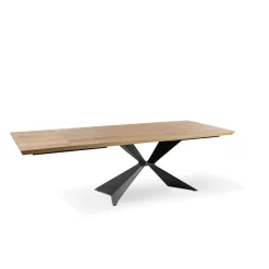 Tavolo Allungabile a 300 cm con Base in Metallo e Piano in Rovere - Marina