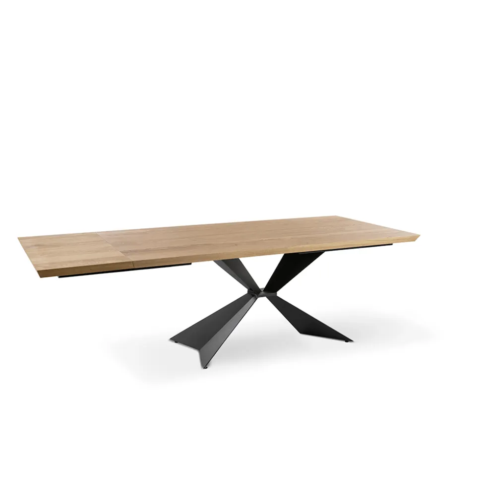 Tavolo Allungabile a 300 cm con Base in Metallo e Piano in Rovere - Marina